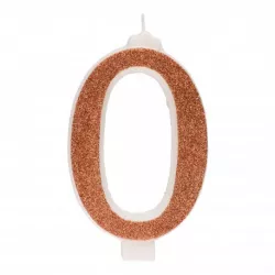 12 cm-es csillogó arany gyertya a szám 0