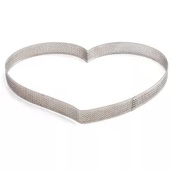Rozsdamentes szív alakú tartelette-forma 18x16x3,5 cm Microforata perforált