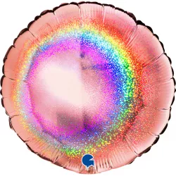Felfújható gömb héliumos-ballonos holografikus glitteres rózsaszín világos kifejezetten 46 cm méretben