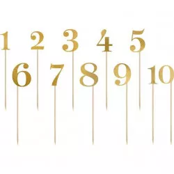PartyDeco tortadíszítő tortadísz arany Számok (11 db) KPZ2-019M torta díszítés