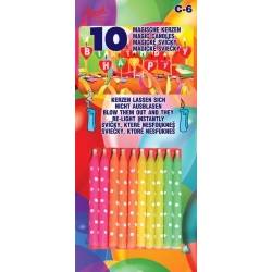 UNFORFORGETTABLE Tortagyertyák 10db színes pöttyökkel, dugókkal együtt