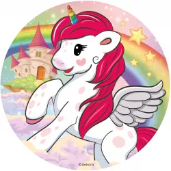 Fondánový list na dort Jednorožec a duha 16cm -> Fondánový list na dort Jednorožec a duha 16cm