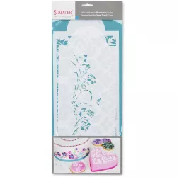 Tortadíszítő sablon 2x 37x17 és 33x15 cm virágmintákkal