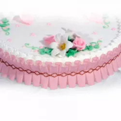 Díszes tortaszél 1 m hosszú rózsaszínben