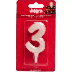 gyertya tortához szám 3 világító sötétben 6 cm