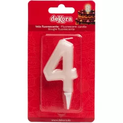 Gyertya tortához, numero 4, világít a sötétben, 6 cm