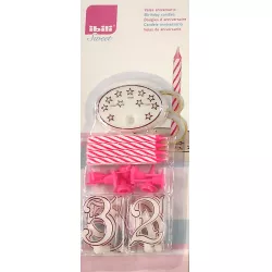Születésnapi gyertyákészlet 7 cm 8 db gyertyák és számok - rózsaszín