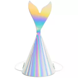 Holografikus party sapkák uszony nélküli, 6 darab, 18 cm