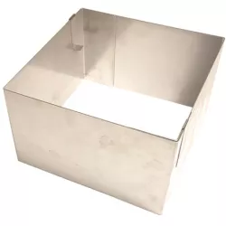 Fix méretű 15x15 cm-es négyzet alakú, állítható, szilárd szerkezetű forma (magassága 12 cm)
