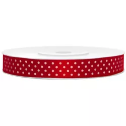 Piros szalag pöttyökkel 12 mm x 25 m