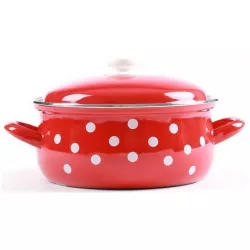 Antracit színű üvegezett lábas fedővel, FEHÉR PÓRUS/ PONT, 24 cm, 4,5 l - Belis