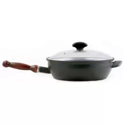 smaltolt serpeny BSE levehető fa fogantyúval és üvegfedőkkel 26 cm - Belis