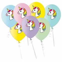 Színes unikornis lufik, 7 darabos csomag