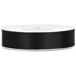Selyemfényes fekete szalag 12 mm/25 m