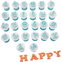 Szegmentek gumiszivárgó és dugóval ellátott betűkészlet nagybetűkkel