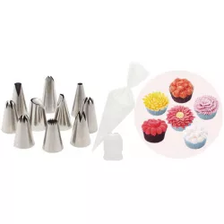 Muffinzdíszítő csúcs 10 darabos szette sákkal és csővel együtt