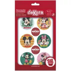 Dekoráció ehető papírból muffinokra Mickey és Minnie 5,8 cm 6 db