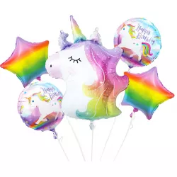 Fóliás lufik - unikornis készlet, születésnapra, 5 db