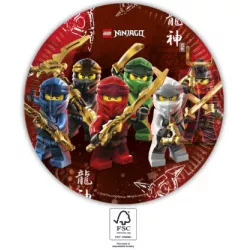 Leporellapapír tányér partihoz 23 cm Lego Ninjago