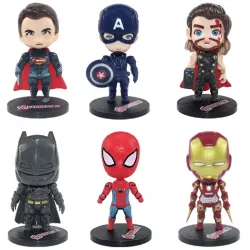marvel figurák és DC Comics szuperhősök 6 darab - Superman, Captain America, Thor, Iron Man, Spider-Man és Batman