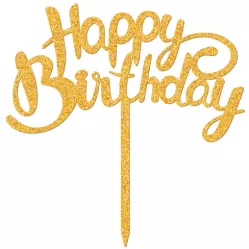 Sütihez ültetett tortadísz Happy Birthday 15×8 cm