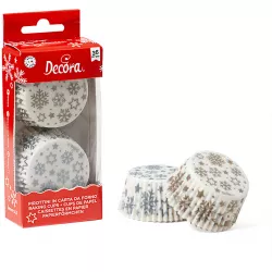 Papír muffin kapszlik, 36 db — hópihe-mintás