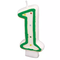 Születésnapi gyertya 7,3 cm pöttyökkel, szám 1 FIGYELEM színkeverék