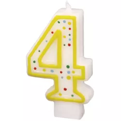 Gyerty 7,3 cm ábeles pöttyökkel, szám 4 FIGYELEM kevert színek