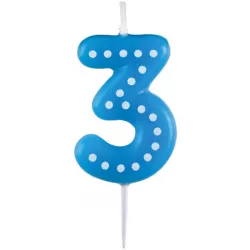 Születésnapi gyertya 6,5 cm pöttyökkel 3-as számú mix színek: kék, zöld, piros, sárga, narancs