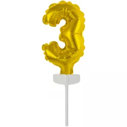 Arany mini fólia lufi – tortaszúró 3-as számhoz
