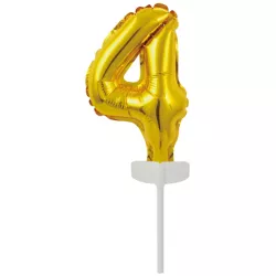 Arany mini fólia lufi – tortaszúró, 4-es szám