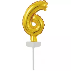 Arany mini fólia lufi – tortaszúró, szám 6