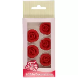 Marcipán díszítés 6db piros rózsa