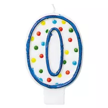 Születésnapi gyertya 0-számú, pettyek 7,6 cm hosszú