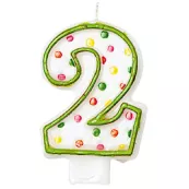 Születésnapi gyertya 2-es szám teklével, 7,6 cm