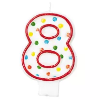 Születésnapi gyertyaszál szám 8 pontokkal, 7,6 cm