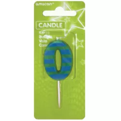 Színes születésnapi gyertya 7,6 cm, szám: 0