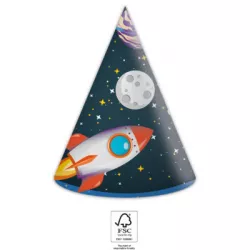 Csillag témájú party-sapkák, 6 darabos készlet