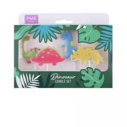 Dísztű gyertyák 4 db dinoszauruszoknak