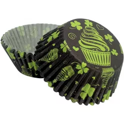 Kosárkák muffinjukhoz zöld cupcake motívummal (50 db)