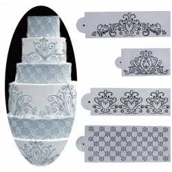 Stencil sablon romantic ornament 4 db