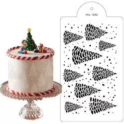 Stencil sablona havasodott fenyők 40x21 cm