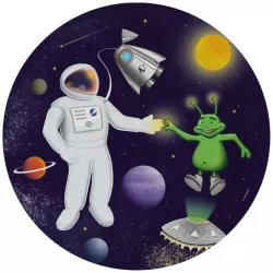 Papírtányér partihoz 8 darab 23 cm űrrepülő űrhajós űrben