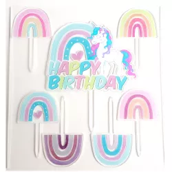 Unikornis tortadíszítő gyűrűk, 7 darab