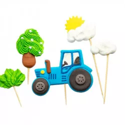 Kockás figura tortadíszítéshez traktor (cukorförcs)