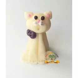 Süti driftfigurka macska fehér 5 cm kókuszmatriából készült