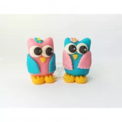 tortadísz madár, bagoly rózsaszín, 30 g, 1 db, kókusz masszából