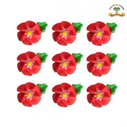 Cukor díszítő virágok pirosakokra 9 darabos készlet