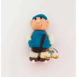 Csokis tortadísz hockey játékos kék mez 6 cm kókuszlisztből készítve