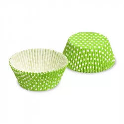 Cukrász kosárka fehér sárga-zöld pöttyökkel 50x30mm 40 db